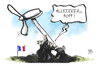 Cartoon: Energiewende in Frankreich (small) by Kostas Koufogiorgos tagged karikatur,koufogiorgos,illustration,cartoon,frankreich,energiewende,windrad,ökostrom,umwelt,wind,wirtschaft,stemmen,aufrichten