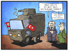 Cartoon: Erdogan in Deutschland (small) by Kostas Koufogiorgos tagged karikatur,koufogiorgos,illustration,cartoon,erdogan,türkei,wasserwerfer,limousine,wahlkampf,deutschland,demonstration,politik