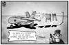 Cartoon: Euro Hawk (small) by Kostas Koufogiorgos tagged karikatur,koufogiorgos,illustration,cartoon,leyen,verteidigungsministerin,bundeswehr,rüstung,militär,euro,hawk,drohne,politik