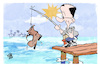 Cartoon: Fishing for compliments (small) by Kostas Koufogiorgos tagged karikatur,koufogiorgos,merz,umfrage,beliebtheit,bundeskanzler