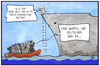 Cartoon: Flüchtlingspolitik (small) by Kostas Koufogiorgos tagged karikatur,koufogiorgos,illustration,cartoon,flüchtlinge,flüchtlingspolitik,deutschland,deutsche,marine,fregatte,mittelmeer,schiff,rettung,ordnung