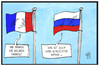Cartoon: Frankreich-Russland (small) by Kostas Koufogiorgos tagged karikatur,koufogiorgos,illustration,cartoon,frankreich,russland,fahne,flagge,annaeherung,politik
