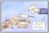 Cartoon: G7-Spende (small) by Kostas Koufogiorgos tagged karikatur,koufogiorgos,illustration,cartoon,g7,spende,spritze,impfdosen,corona,impfstoff