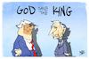 Cartoon: God and King (small) by Kostas Koufogiorgos tagged karikatur,koufogiorgos,usa,charles,god,king,trump,könig