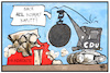 Cartoon: Grundrente (small) by Kostas Koufogiorgos tagged karikatur,koufogiorgos,illustration,cartoon,grundrente,heil,kaputt,cdu,spd,streit,abrissbirne,soziales,altersarmut,abriss,zerstörung