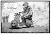 Cartoon: Hells Angels (small) by Kostas Koufogiorgos tagged karikatur,koufogiorgos,illustration,cartoon,hells,angels,rocker,bande,gruppe,moped,mofa,motorroller,razzia,motorrad,kriminalität