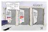 Cartoon: Julian Assange (small) by Kostas Koufogiorgos tagged karikatur,koufogiorgos,journalismus,tür,zelle,haft,gefängnis