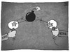 Cartoon: Kiew-Moskau (small) by Kostas Koufogiorgos tagged karikatur,koufogiorgos,cartoon,illustration,kiew,moskau,ukraine,russland,politik,ping,pong,bombe,krieg,konflikt,spiel