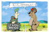 Cartoon: Litauen-Brigade (small) by Kostas Koufogiorgos tagged karikatur,koufogiorgos,litauen,brigade,militär,bundeswehr,bär,russland,grenze,imperialismus