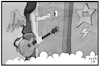 Cartoon: Malcolm Young (small) by Kostas Koufogiorgos tagged karikatur koufogiorgos illustration cartoon malcolm young acdc rockband musiker bon scott heavy metal musik kultur paradies himmel engel gitarrist
