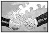 Cartoon: Migrationsdebatte. (small) by Kostas Koufogiorgos tagged karikatur,koufogiorgos,illustration,cartoon,mutti,problem,migration,neonazi,rechtsextremismus,maassen,seehofer,veränderung