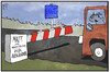 Cartoon: Mindestlohn (small) by Kostas Koufogiorgos tagged karikatur,koufogiorgos,illustration,cartoon,mindestlohn,maut,ausländer,transit,lkw,arbeit,fahrer,deutschland,gehalt,politik