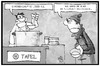 Cartoon: Neiddebatte (small) by Kostas Koufogiorgos tagged karikatur,koufogiorgos,illustration,cartoon,neiddebatte,armut,bedürftig,schweinefleisch,flüchtling,sozialneid,tafel,armenspeisung