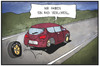 Cartoon: Opel (small) by Kostas Koufogiorgos tagged karikatur,koufogiorgos,illustration,cartoon,bochum,opel,corsa,rad,werk,schliessung,auto,autoindustrie,wirtschaft