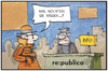 Cartoon: republica (small) by Kostas Koufogiorgos tagged karikatur,koufogiorgos,illustration,cartoon,republica,internet,konferenz,datenschutz,sicherheit,spionage,agent,geheimdienst,bnd,information,auskunft,digital