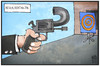 Cartoon: Revolvertaktik (small) by Kostas Koufogiorgos tagged karikatur,koufogiorgos,illustration,cartoon,griechenland,revolvertaktik,pistole,selbstmord,erpressung,europa,eurogruppe,wirtschaft,politik,eu,zielscheibe
