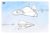 Cartoon: Sanktionen (small) by Kostas Koufogiorgos tagged karikatur,koufogiorgos,sanktionen,putin,russland,papierflugzeug
