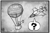 Cartoon: Scharia-Luftwaffe Wuppertal (small) by Kostas Koufogiorgos tagged karikatur,koufogiorgos,illustration,cartoon,is,islamischer,staat,wuppertal,scharia,luftwaffe,krieg,militär,flugzeug,ballon,steinschleuder,terrorismus,angriff,politik