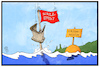 Cartoon: Schulz-Effekt (small) by Kostas Koufogiorgos tagged karikatur,koufogiorgos,illustration,cartoon,spd,schulz,effekt,schleswig,holstein,schiff,untergang,meer,see,ostsee,nordsee,boje,wahl,landtagswahl