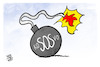 Cartoon: SOS im Kosovo (small) by Kostas Koufogiorgos tagged karikatur,koufogiorgos,bombe,konflikt,sos,kosovo