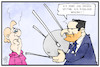 Cartoon: Sputnik V (small) by Kostas Koufogiorgos tagged karikatur,koufogiorgos,illustration,cartoon,merkel,spahn,sputnik,russland,corona,covid,impfstoff,satellit,missverständnis,weltall,gesundheit,pandemie