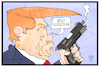 Cartoon: The Trump-Principle (small) by Kostas Koufogiorgos tagged karikatur koufogiorgos illustration cartoon trump press conference weapon cnn media