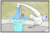 Cartoon: Trinkwasserpreis (small) by Kostas Koufogiorgos tagged karikatur,koufogiorgos,cartoon,illustration,trinkwasser,preis,wasser,wasserhahn,trinken,ertrinken,verbraucher,nahrungsmittel,versorgung,lebensmittel