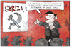Cartoon: Tsipras erklärt sich (small) by Kostas Koufogiorgos tagged karikatur,koufogiorgos,illustration,cartoon,tsipras,syriza,hammer,sichel,kommunisten,partei,bündnis,griechenland,parteichef,ideale,wahlversprechen,politik
