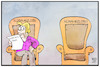 Cartoon: Umfragehoch für die Grünen (small) by Kostas Koufogiorgos tagged karikatur,koufogiorgos,illustration,cartoon,gruen,baerbock,merkel,klimakanzlerin,politik,umfrage,regierungschefin,demokratie