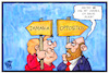 Cartoon: Urlaub oder Jamaika (small) by Kostas Koufogiorgos tagged karikatur,koufogiorgos,illustration,cartoon,merkel,schulz,jamaika,opposition,urlaub,koalition,wahlergebnis,demokratie,spd,cdu,regierung,politik