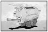 Cartoon: US-Haushalt (small) by Kostas Koufogiorgos tagged karikatur koufogiorgos illustration cartoon usa haushalt sparschwein militär panzer trump ausgaben rüstung verteidigung
