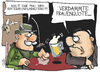 Cartoon: Verteidigungsministerin (small) by Kostas Koufogiorgos tagged verteidigungsministerin,leyen,stammtisch,frauenquote,karikatur,koufogiorgos,politik