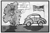Cartoon: VW (small) by Kostas Koufogiorgos tagged karikatur,koufogiorgos,illustration,cartoon,vw,usa,uncle,sam,käfer,volkswagen,betrug,emissionswerte,abgas,werkstatt,panne,rechtsanwalt,strafe,wirtschaft,automobilindustrie