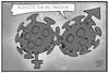 Cartoon: Weltfrauentag 2020 (small) by Kostas Koufogiorgos tagged karikatur,koufogiorgos,illustration,cartoon,corona,virus,mann,frau,gleichberechtigung,weltfrauentag