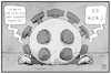 Cartoon: Wirtschaft vs. Corona (small) by Kostas Koufogiorgos tagged karikatur,koufogiorgos,illustration,cartoon,wirtschaft,corona,planbarkeit,perspektive,pandemie,virus,schaden,last,druck