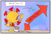 Cartoon: Wirtschaftseinbruch (small) by Kostas Koufogiorgos tagged karikatur,koufogiorgos,illustration,cartoon,wirtschaftseinbruch,corona,timber,baum,fällt,holzfäller,wirtschaft,bilanz,pfeil,pandemie,virus