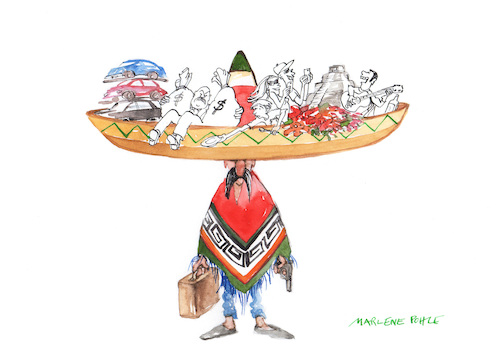 Cartoon: A country called Mexico (medium) by Marlene Pohle tagged mexico,soziales,reichtum,armut,folklorisches
