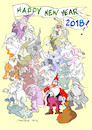 Cartoon: Happy New Year 2018! (small) by Marlene Pohle tagged weihnachtsmann,mobiltelefone,zerstreutheit,verspätung