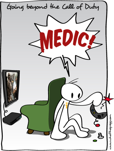 Cartoon: Going beyond the call of duty (medium) by Gregg from GriDD tagged call,of,duty,games,medic