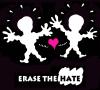 Cartoon: Erase the hate (small) by illustrator tagged hate,bigotry,symbol,poster,love,affection,attraction,flowerpower