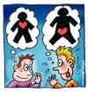 Cartoon: lust or love (small) by illustrator tagged love,lust,guys,hearts,thoughts,guys,ideas,meeting,