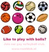 Cartoon: Wanna play with balls? (small) by illustrator tagged club,gay,sport,ball,team,promo,animation,queer,spiel,mannschaft,volleybal