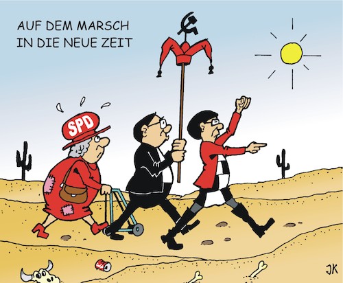 Cartoon: Auf dem Marsch (medium) by JotKa tagged spd,doppelspitze,norbert,walter,borjans,saskia,esken,politik,parteien,groko,neustart,wählerstimmen,koalitionskrise,spd,doppelspitze,norbert,walter,borjans,saskia,esken,politik,parteien,groko,neustart,wählerstimmen,koalitionskrise