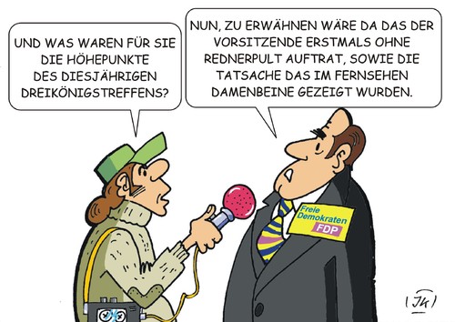Cartoon: Dreikönigstreffen der FDP (medium) by JotKa tagged höhepunkte,damenbeine,ard,dreikönigstreffen,fdp,parteien,politik