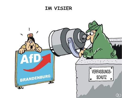 Cartoon: Im Visier (medium) by JotKa tagged afd,alternative,für,deutschland,der,flügel,rechtspopulisten,rechtsradikale,neonazis,verfassungsschutz,beobachtung,poltik,demokratie,politiker,parteien,brandenburg,afd,alternative,für,deutschland,der,flügel,rechtspopulisten,rechtsradikale,neonazis,verfassungsschutz,beobachtung,poltik,demokratie,politiker,parteien,brandenburg