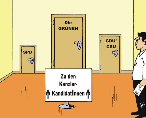 Cartoon: Kandidaten (medium) by JotKa tagged bundestagswahl,kanzler,kanzlerin,laschet,söder,baerbock,spd,cdu,csu,die,grünen,bundestagswahl,kanzler,kanzlerin,laschet,söder,baerbock,spd,cdu,csu,die,grünen