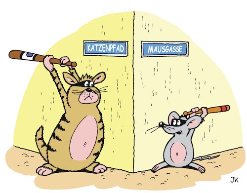 Cartoon: Katz und Maus (medium) by JotKa tagged katzen,mäuse,katz,maus,natur,tiere,gesellschaft,leben,raub,betrug,kriminalität,beziehungen,liebe,hass,katzen,mäuse,katz,maus,natur,tiere,gesellschaft,leben,raub,betrug,kriminalität,beziehungen,liebe,hass