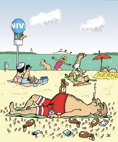 Cartoon: Kippen-Karl macht Urlaub (medium) by JotKa tagged kippen,karl,urlaub,strand,sonne,meer,umwelt,zigarettenkippen,müll,umweltverschmutzung,natur,badestrand,egoisten,bierflaschen,kippen,karl,urlaub,strand,sonne,meer,umwelt,zigarettenkippen,müll,umweltverschmutzung,natur,badestrand,egoisten,bierflaschen