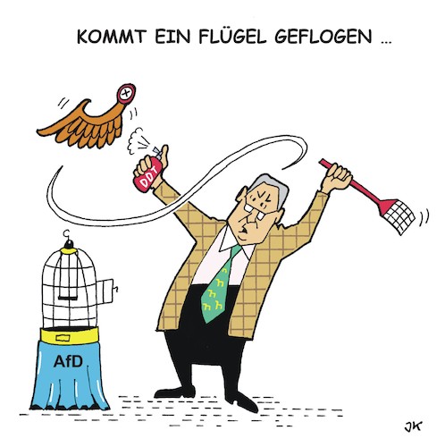 Cartoon: Kommt ein Flügel geflogen (medium) by JotKa tagged afd,der,flügel,gauland,höcke,rechtspopulisten,rechtsradikale,neo,nazis,demokratie,parteinen,politiker,rechtsruck,europa,afd,der,flügel,gauland,höcke,rechtspopulisten,rechtsradikale,neo,nazis,demokratie,parteinen,politiker,rechtsruck,europa