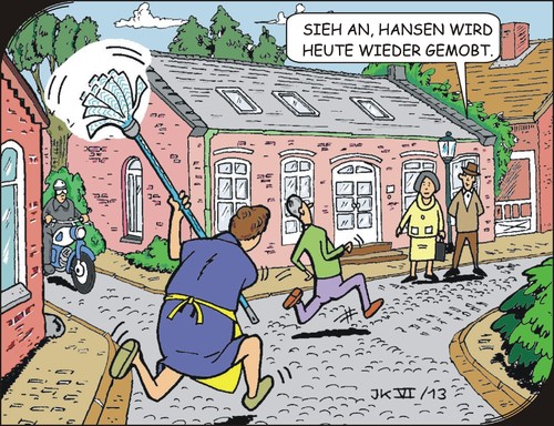 Cartoon: Mobbing auf dem Lande (medium) by JotKa tagged wischmopp,mopp,mob,mobben,mobbing